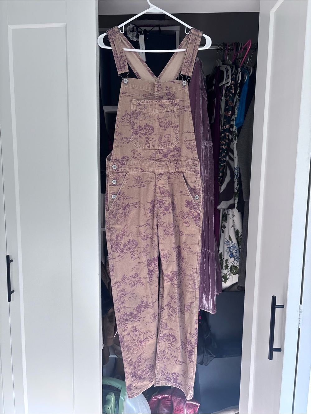 We The Free tan floral-strap overalls